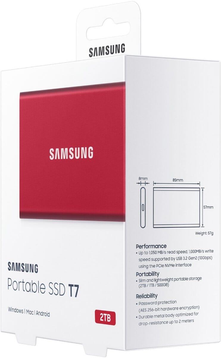 Samsung Portable SSD T7 2TB Externe SSD Rood,