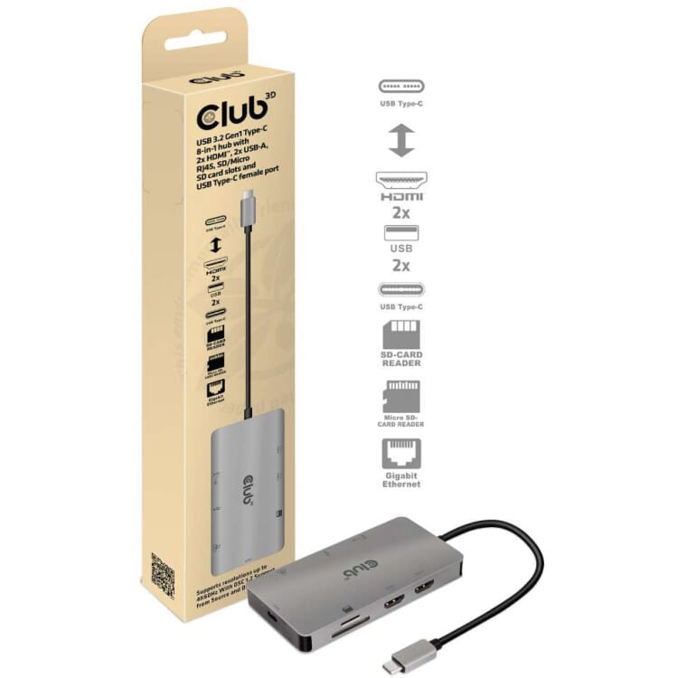 Club 3D USB 3.2 Gen1 Type-C 8-in-1 hub usb-hub