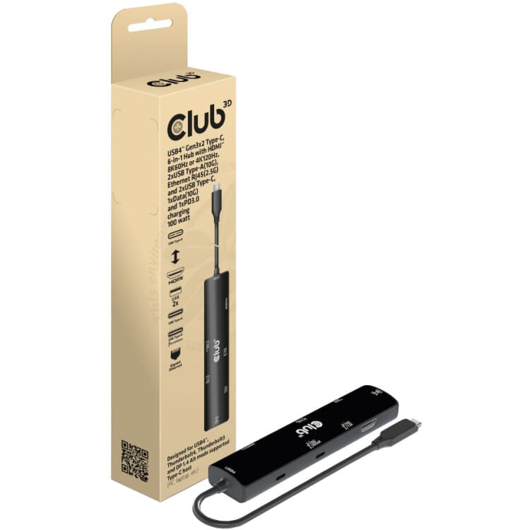 Club 3D USB4 Gen3x2 Type-C, 6-in-1 hub usb-hub CSV-1599