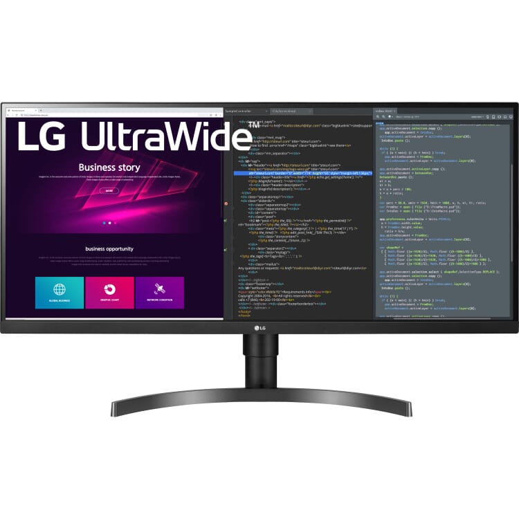 LG 34WN750P-B monitor HDMI, DisplayPort, AMD FreeSync