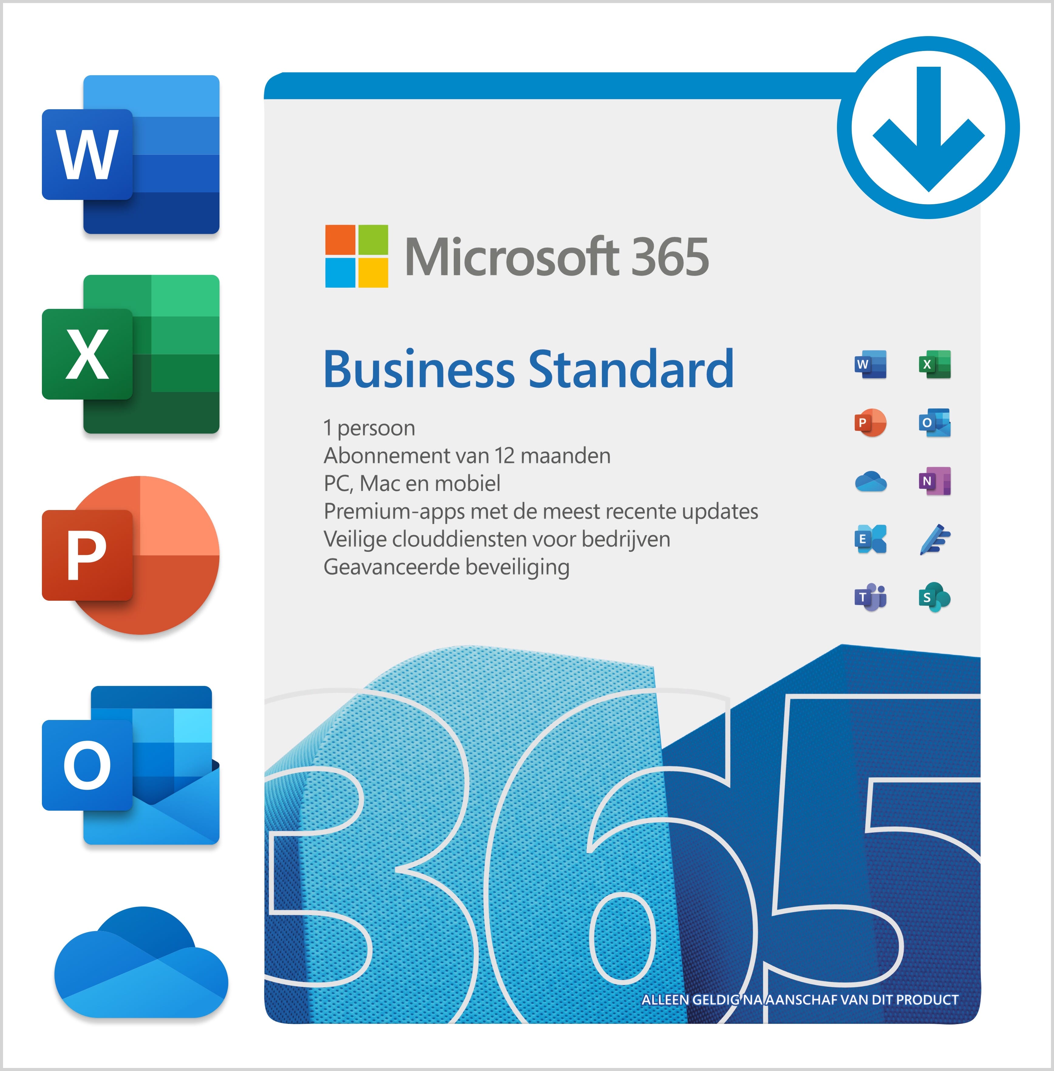 Microsoft 365 Business Standard (12 maanden/1 apparaat) Digitale licentie Software
