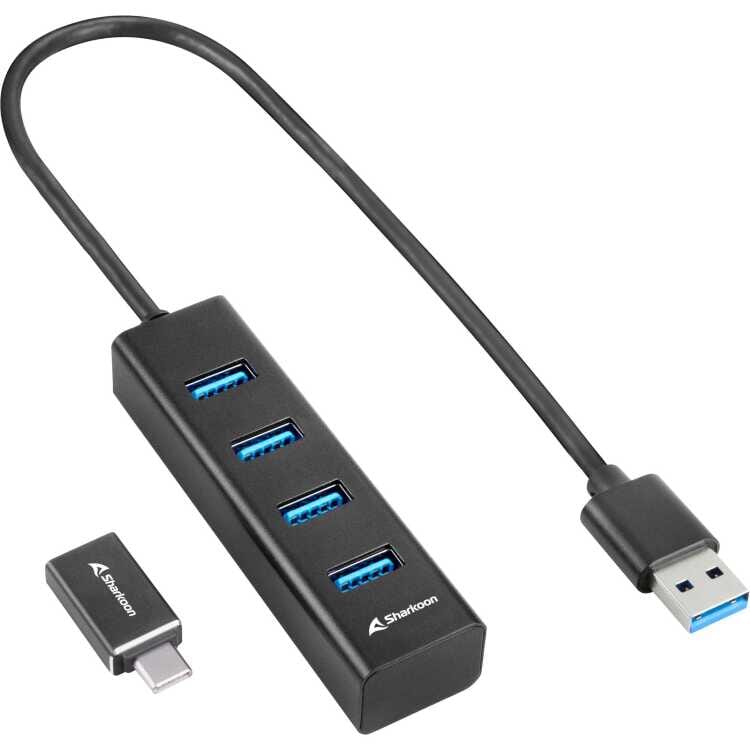 Sharkoon 4-Port USB 3.2 Gen 1 Aluminium Hub usb-hub